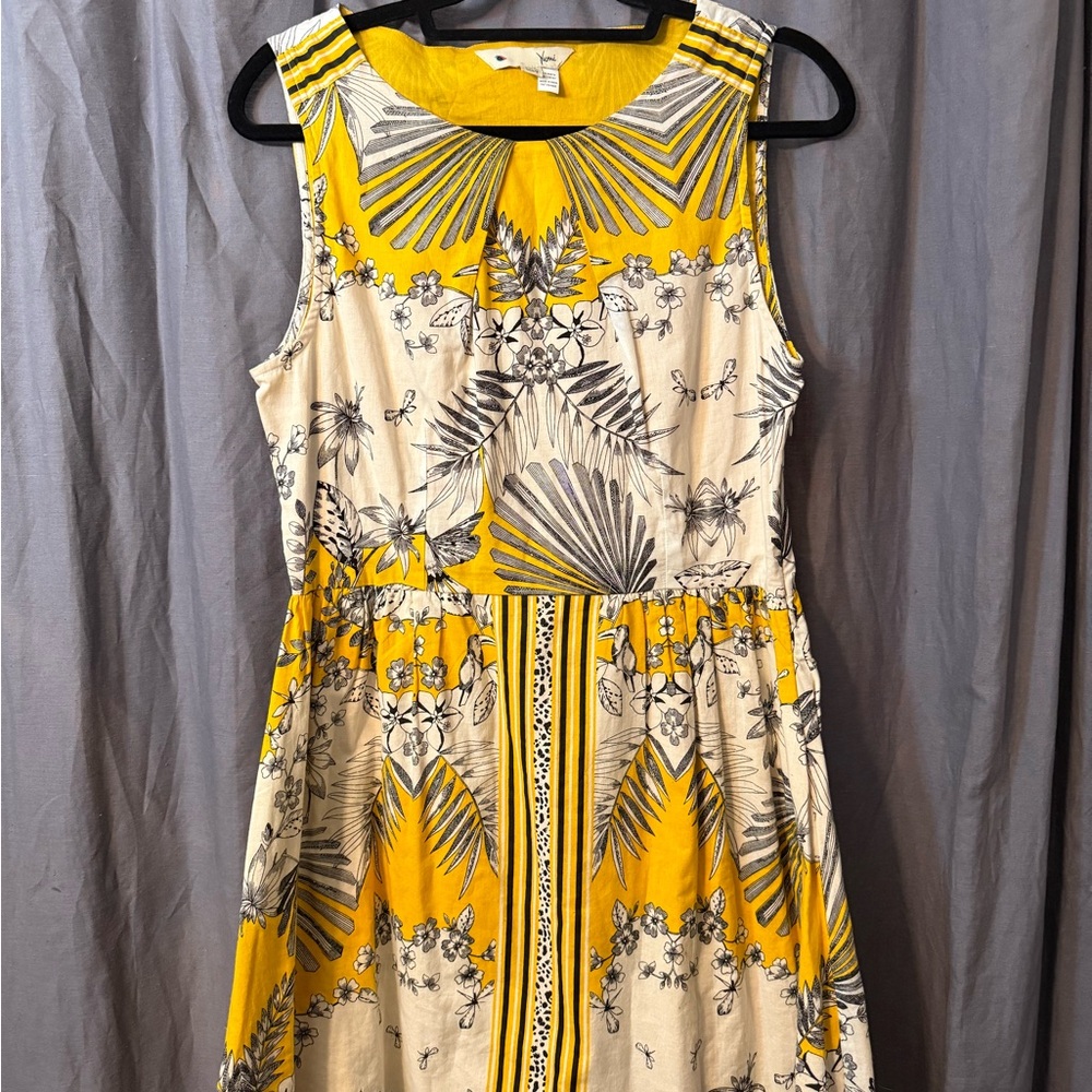 Vintage Yellow and Black Floral Women's Dress by Yumi of London